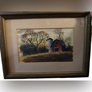 Vintage Dick Tanner Signed Watercolor Painting – Barn Scene Framed 8x11